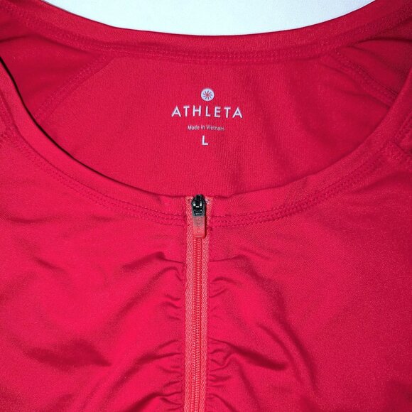 Athleta | Swim or Outdoors Top "Intrepid" Sunshield Cap Sleeve Red | Size Large - Picture 4 of 12